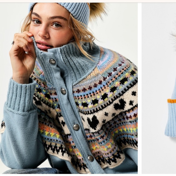 Free People Orbit Pom Beanie Color:Arctic Ice main image 6